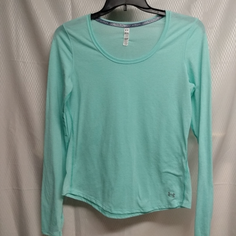 Under Armour Run Long Sleeve Top, sz M, Mint Green, pre-owned